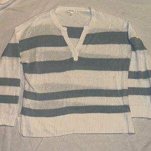 Haven Well Within Organic Cotton Linen Stripe V-Neck Sweater